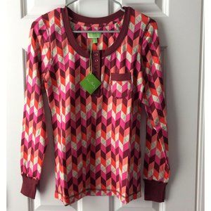 NWT Vera Bradley Long Sleeve Henley Pajama Top BOHEMIAN CHEVRON Size S (4-6)